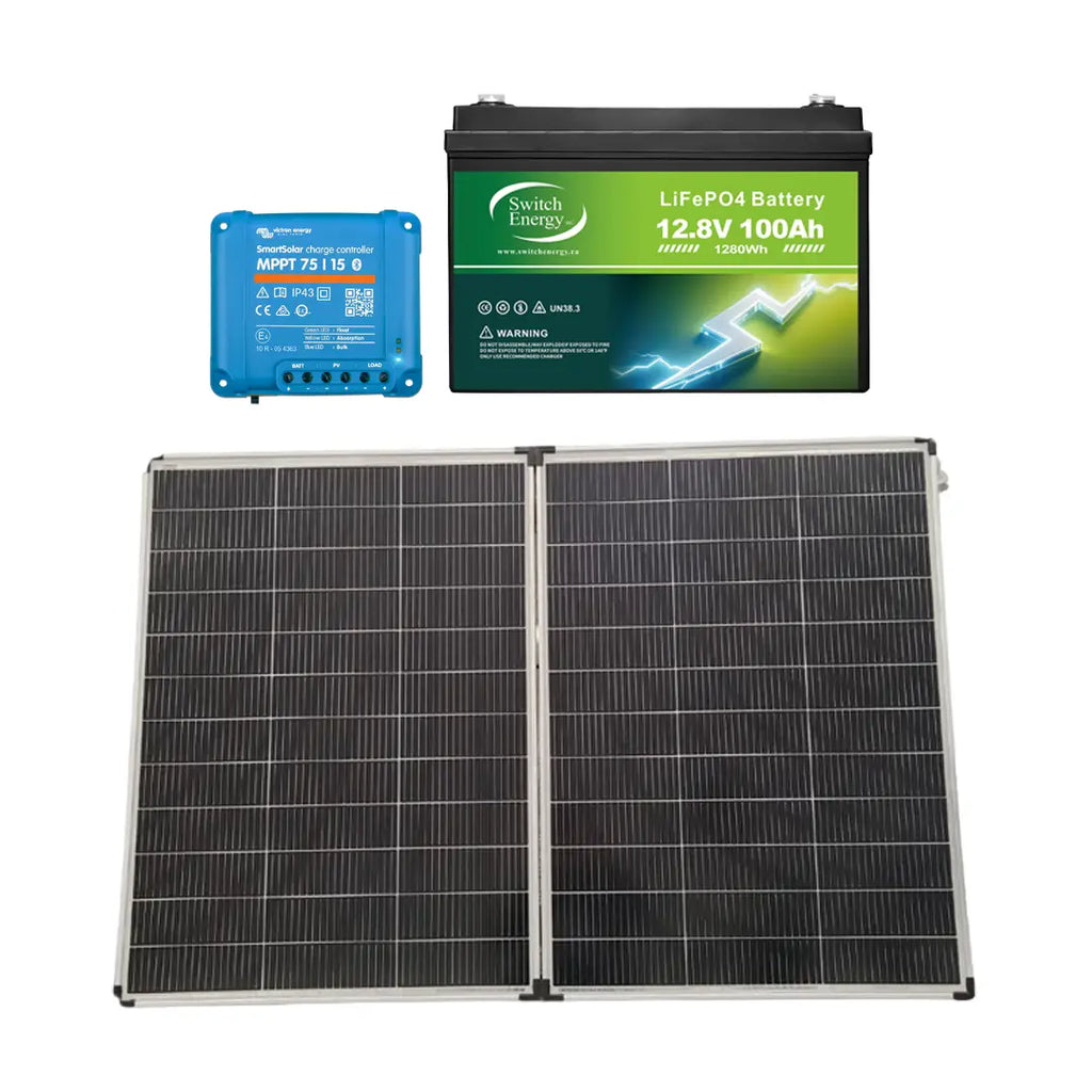 220W Portable RV Solar Kit – Victron MPPT + 100Ah Smart heated Battery